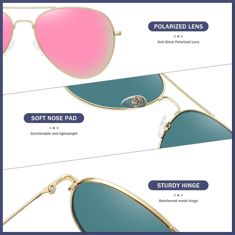 WOWSUN Classic Polarized Aviator Sunglasses for Women Men - Image 3